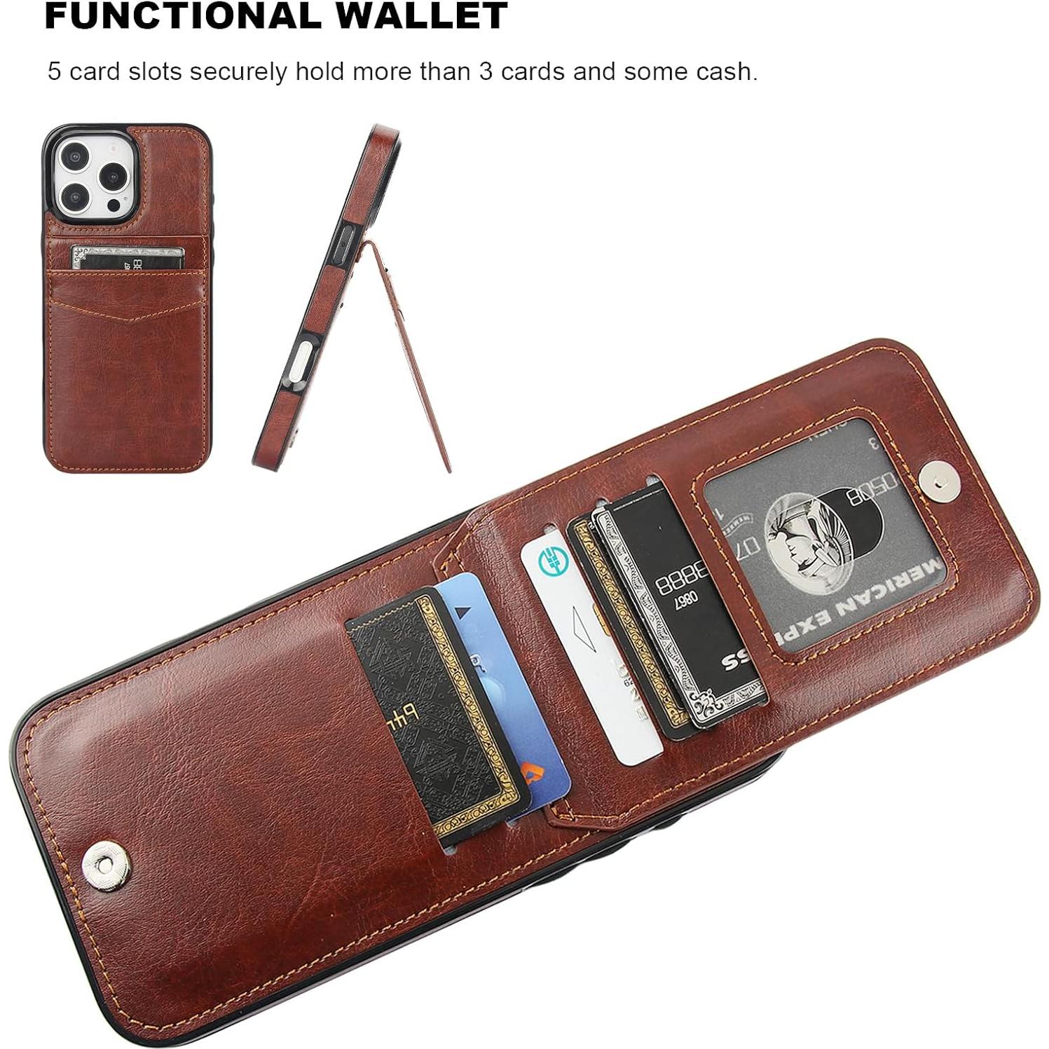 Funda Cartera KIHUWEY para iPhone 16 Pro Max 6.9" Cuero Marrón