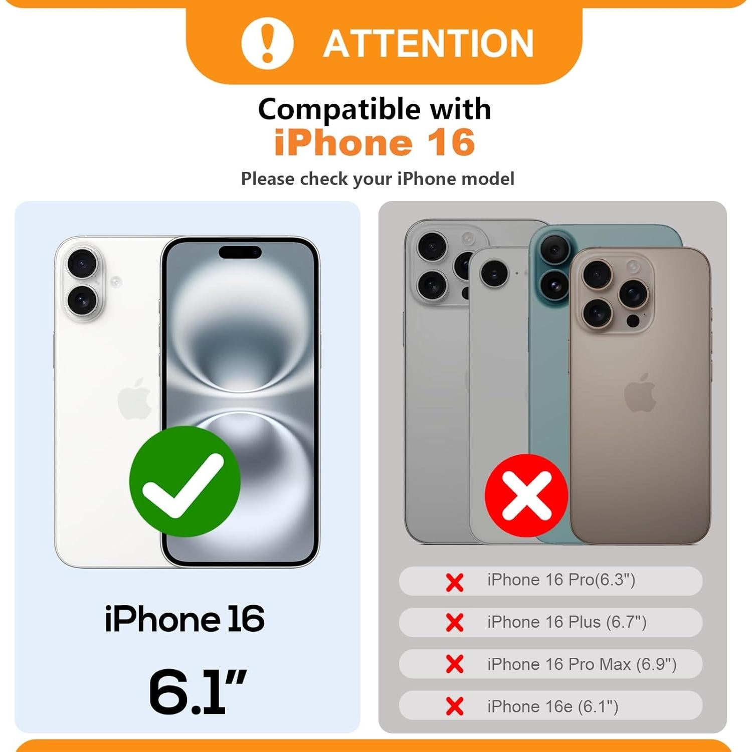 Cartera Cruzada Bocasal para iPhone 16, Cuero PU RFID, Negro