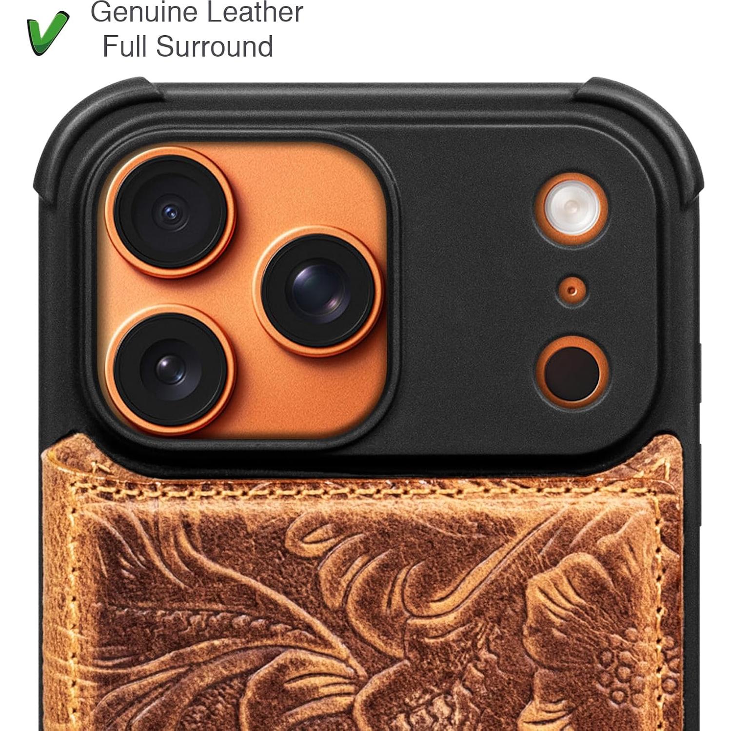 Funda de Cuero Genuino RMAWRAD para iPhone 17 Pro Max 6.9"