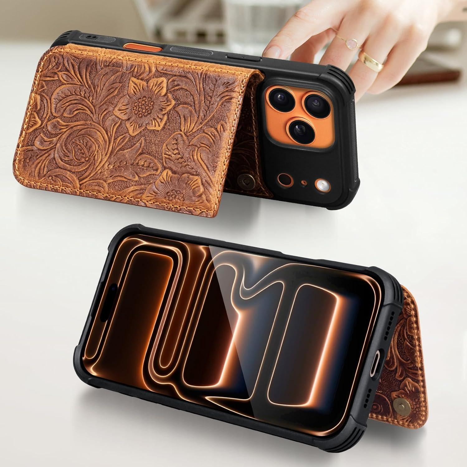 Funda de Cuero Genuino RMAWRAD para iPhone 17 Pro Max 6.9"