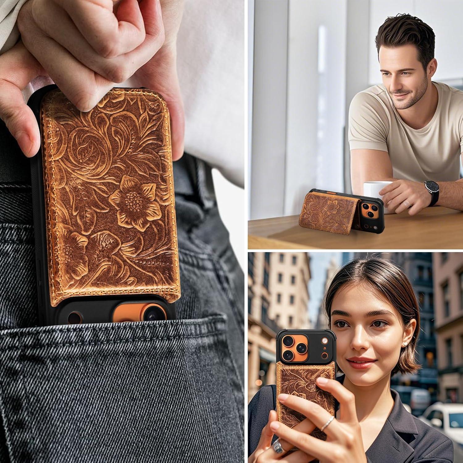 Funda de Cuero Genuino RMAWRAD para iPhone 17 Pro Max 6.9"