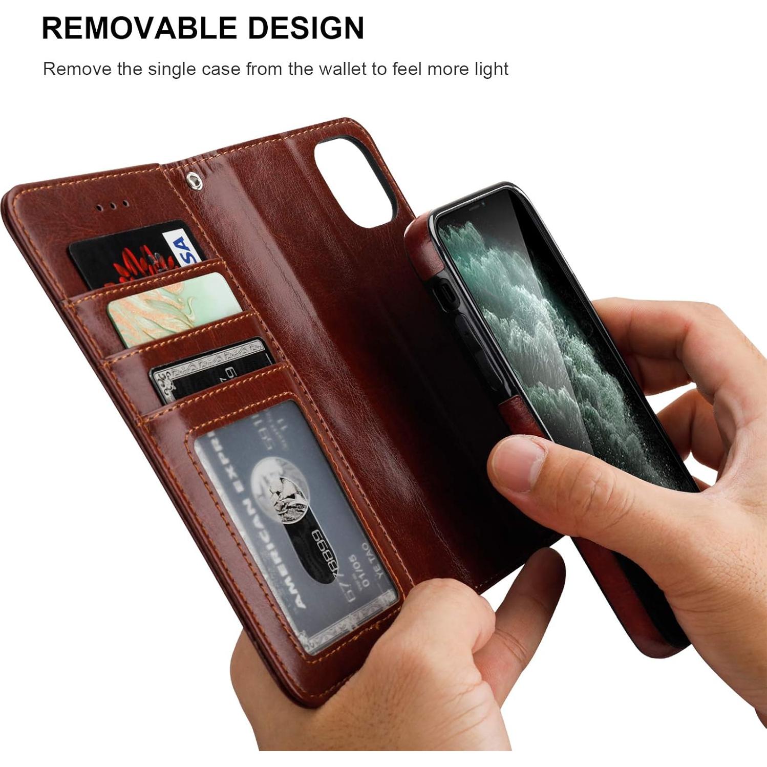 Funda de Cartera Desmontable Bocasal para iPhone 11 6.1" Marrón