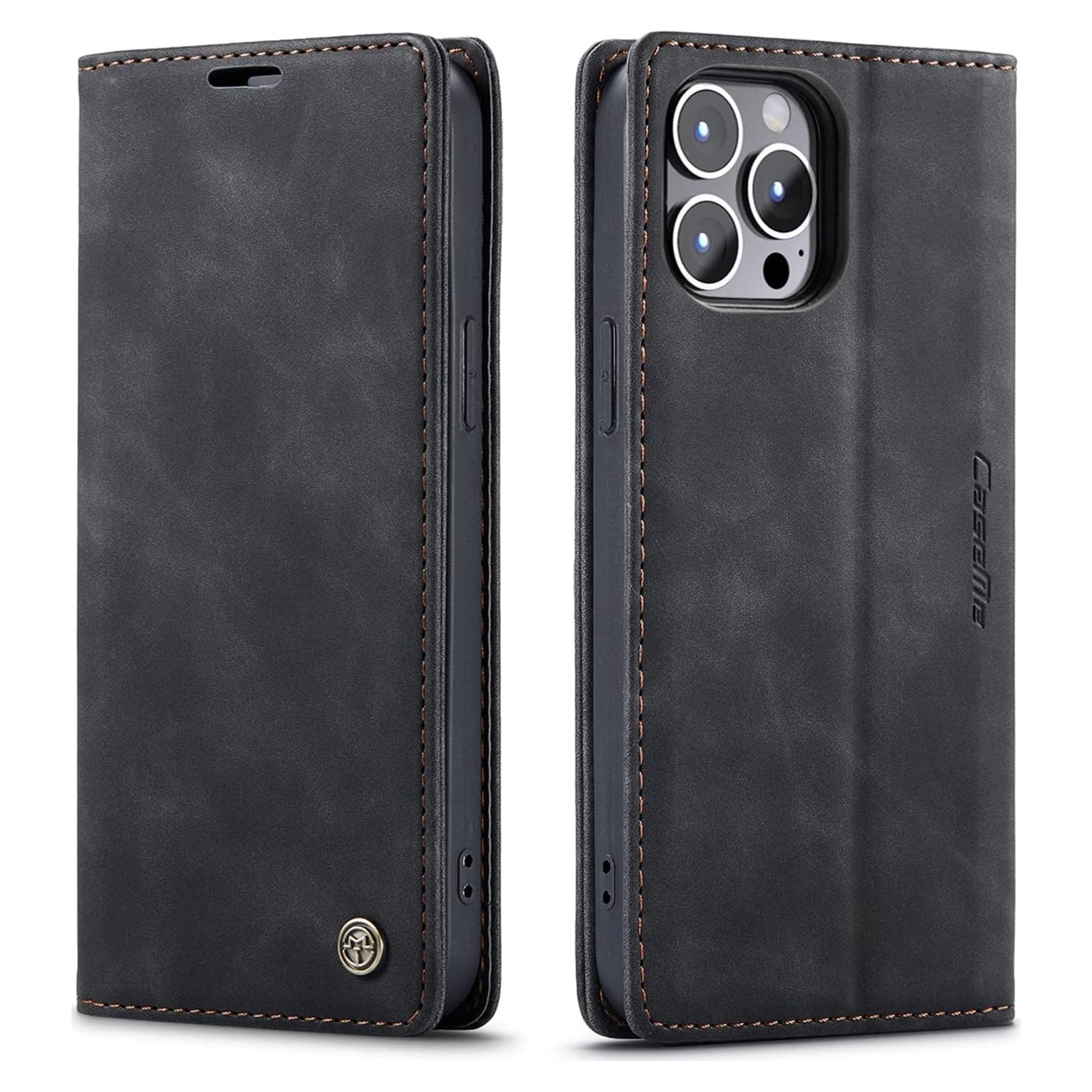 Funda de cuero SINIANL para iPhone 13 Pro Max negra 6.7"