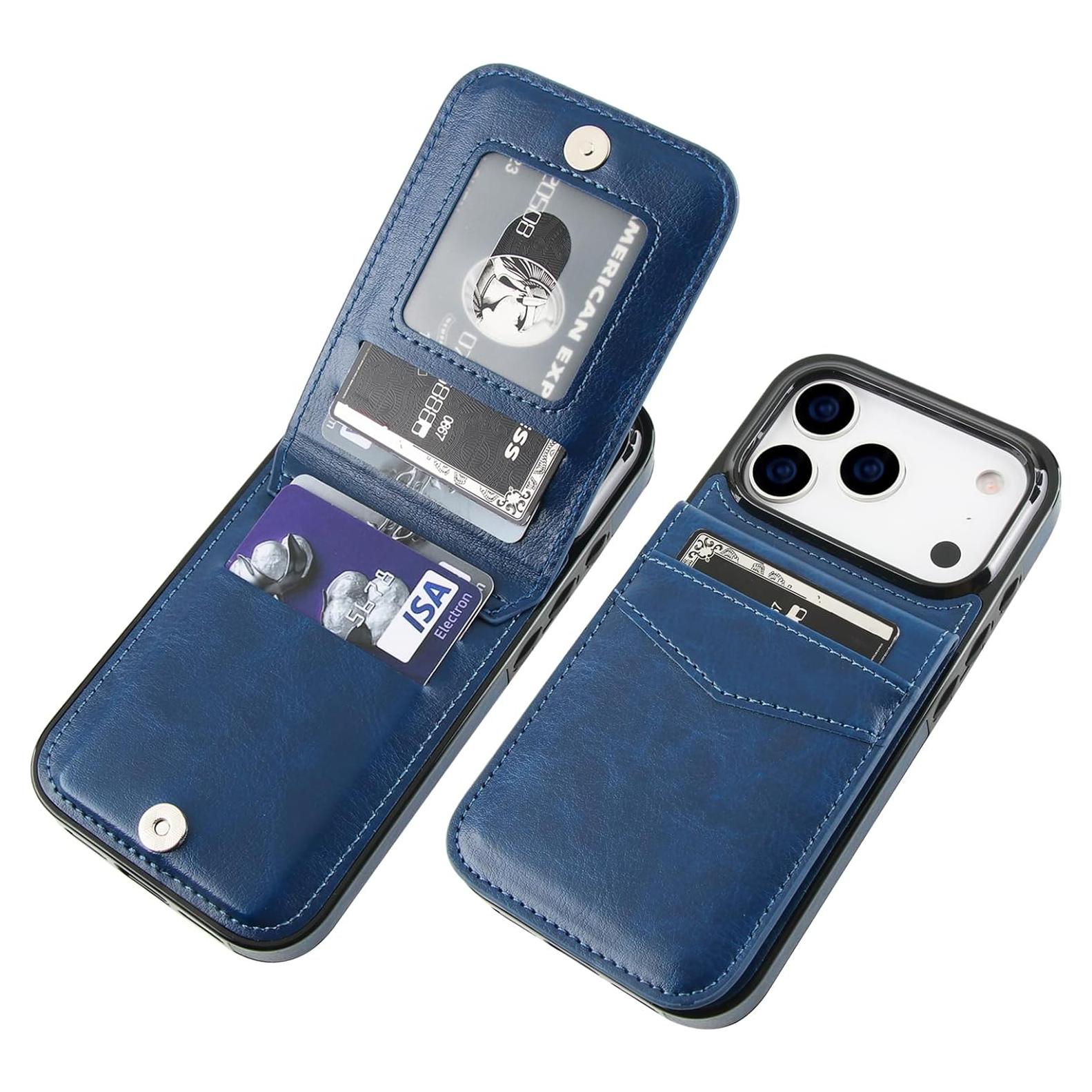 Funda de Cuero Premium KIHUWEY para iPhone 17 Pro 6.3" Azul