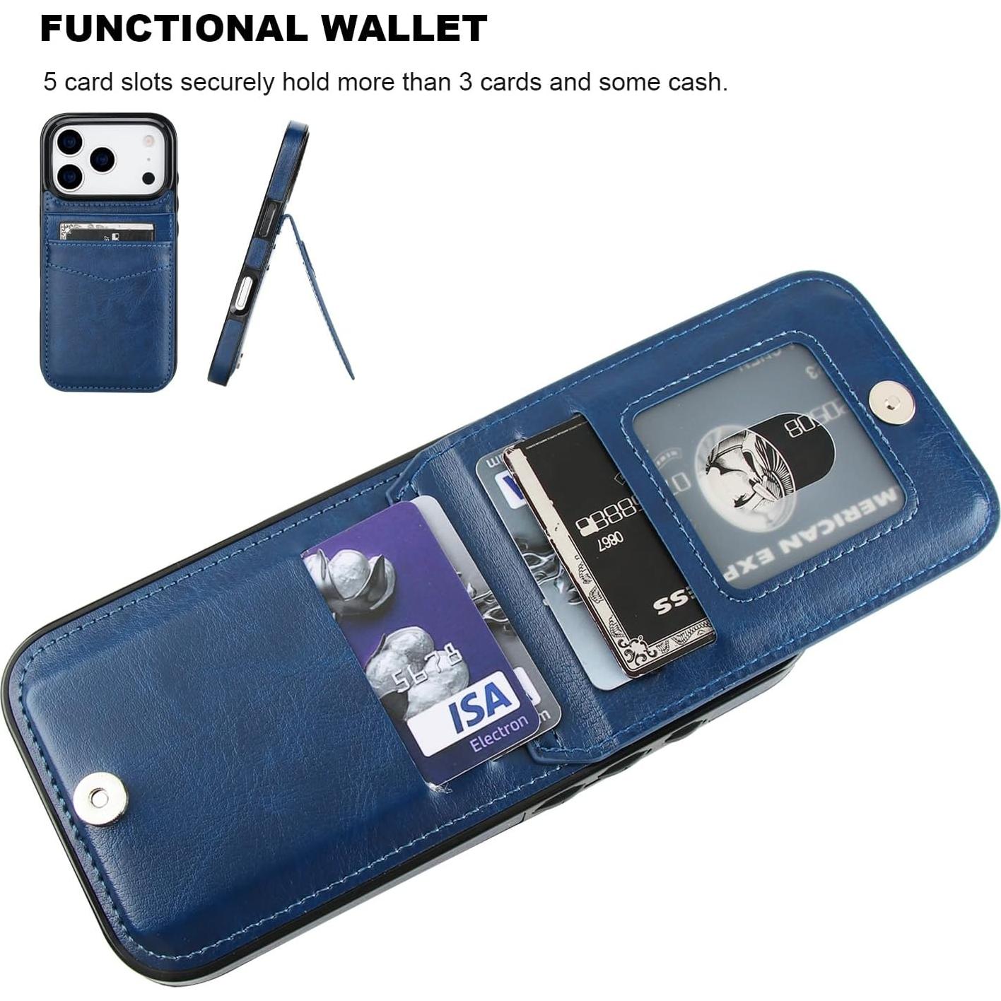Funda de Cuero Premium KIHUWEY para iPhone 17 Pro 6.3" Azul