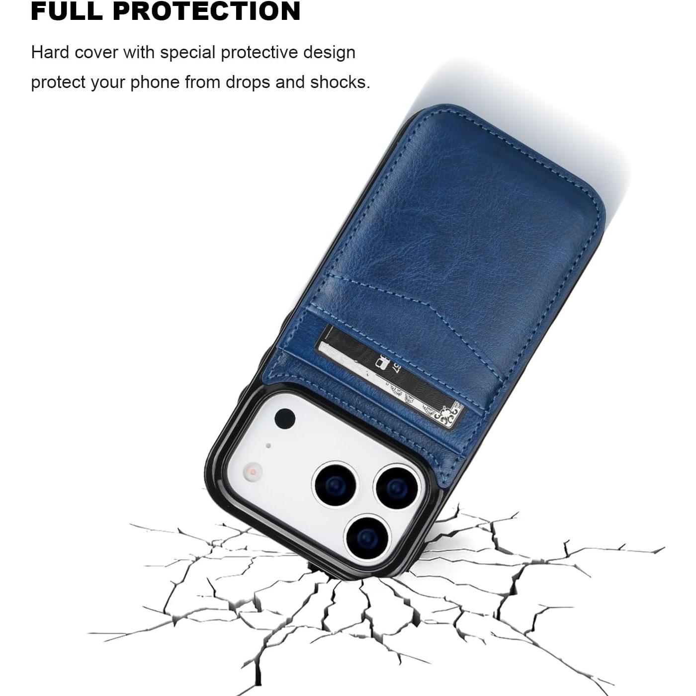 Funda de Cuero Premium KIHUWEY para iPhone 17 Pro 6.3" Azul