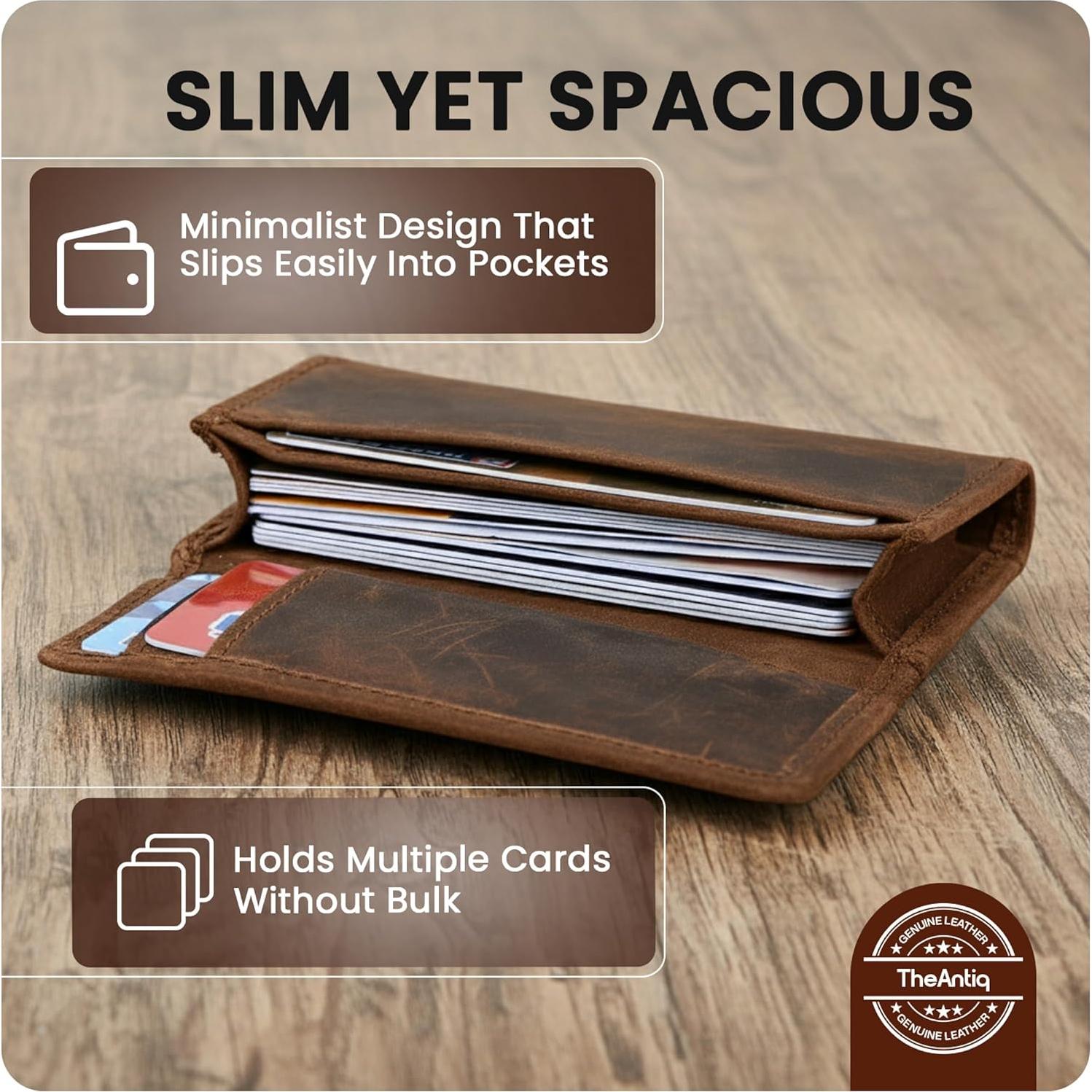 Cartera de Cuero Genuino The Antiq Marrón RFID para Hombres