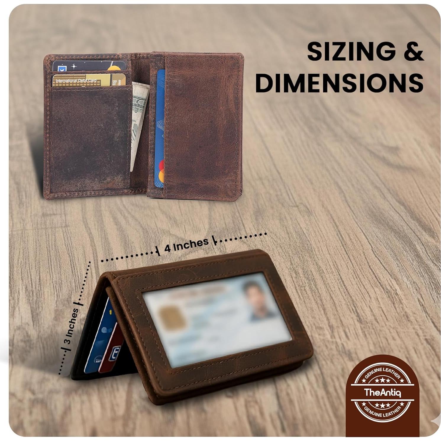 Cartera de Cuero Genuino The Antiq Marrón RFID para Hombres