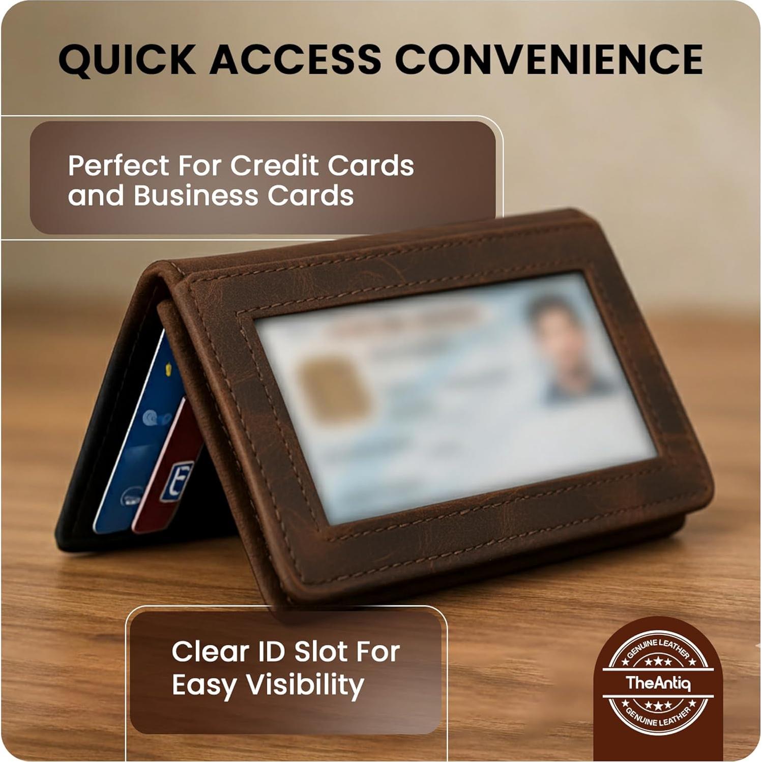 Cartera de Cuero Genuino The Antiq Marrón RFID para Hombres