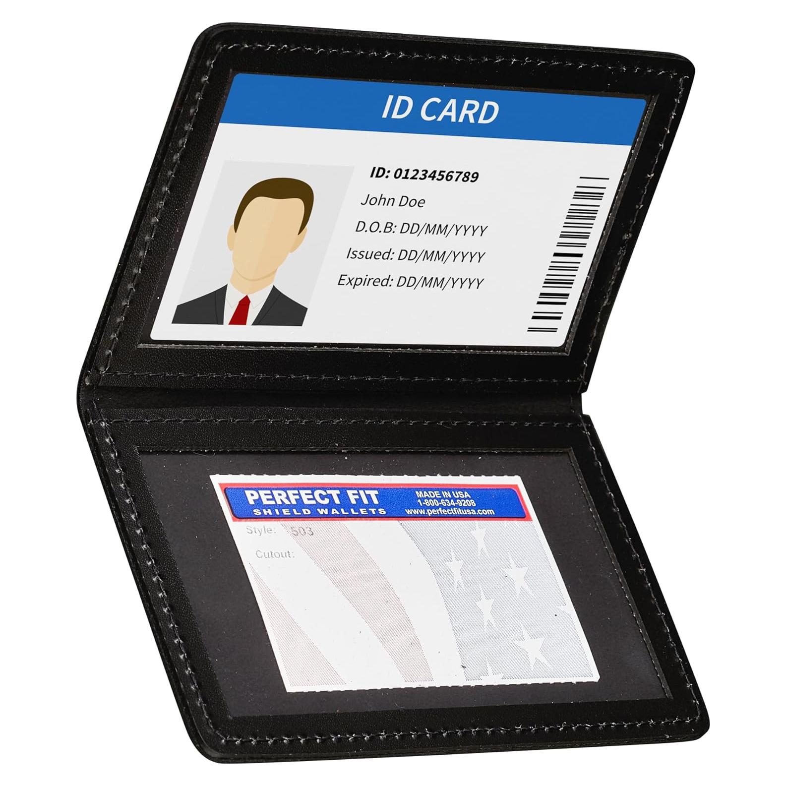 Cartera Bifold de Cuero Perfect Fit Shield 503 Negro ID y Tarjetas