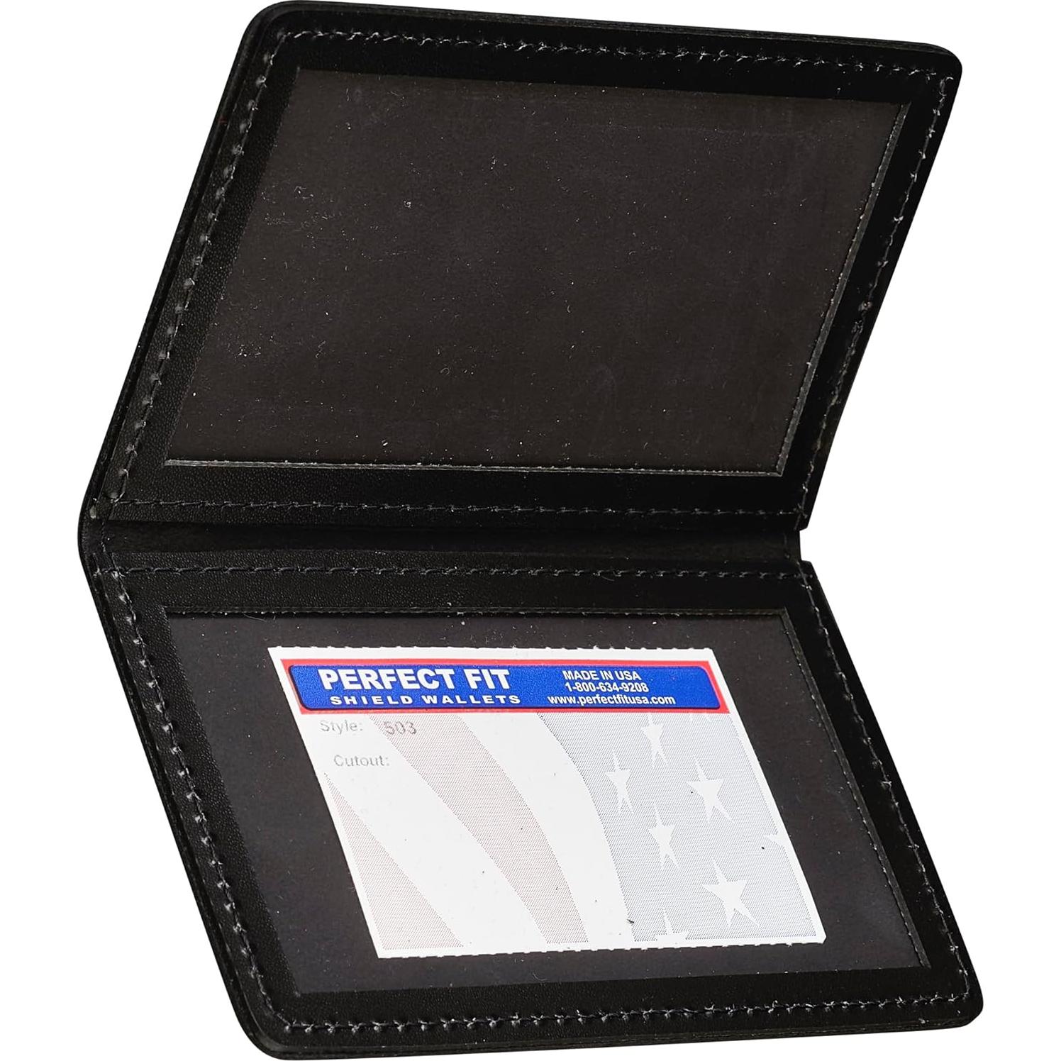 Cartera Bifold de Cuero Perfect Fit Shield 503 Negro ID y Tarjetas
