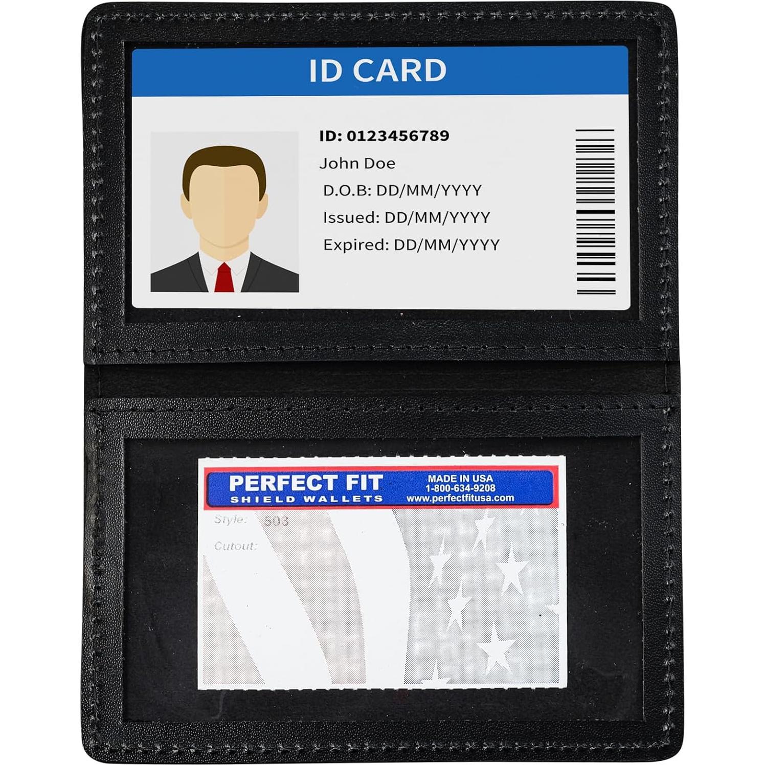 Cartera Bifold de Cuero Perfect Fit Shield 503 Negro ID y Tarjetas