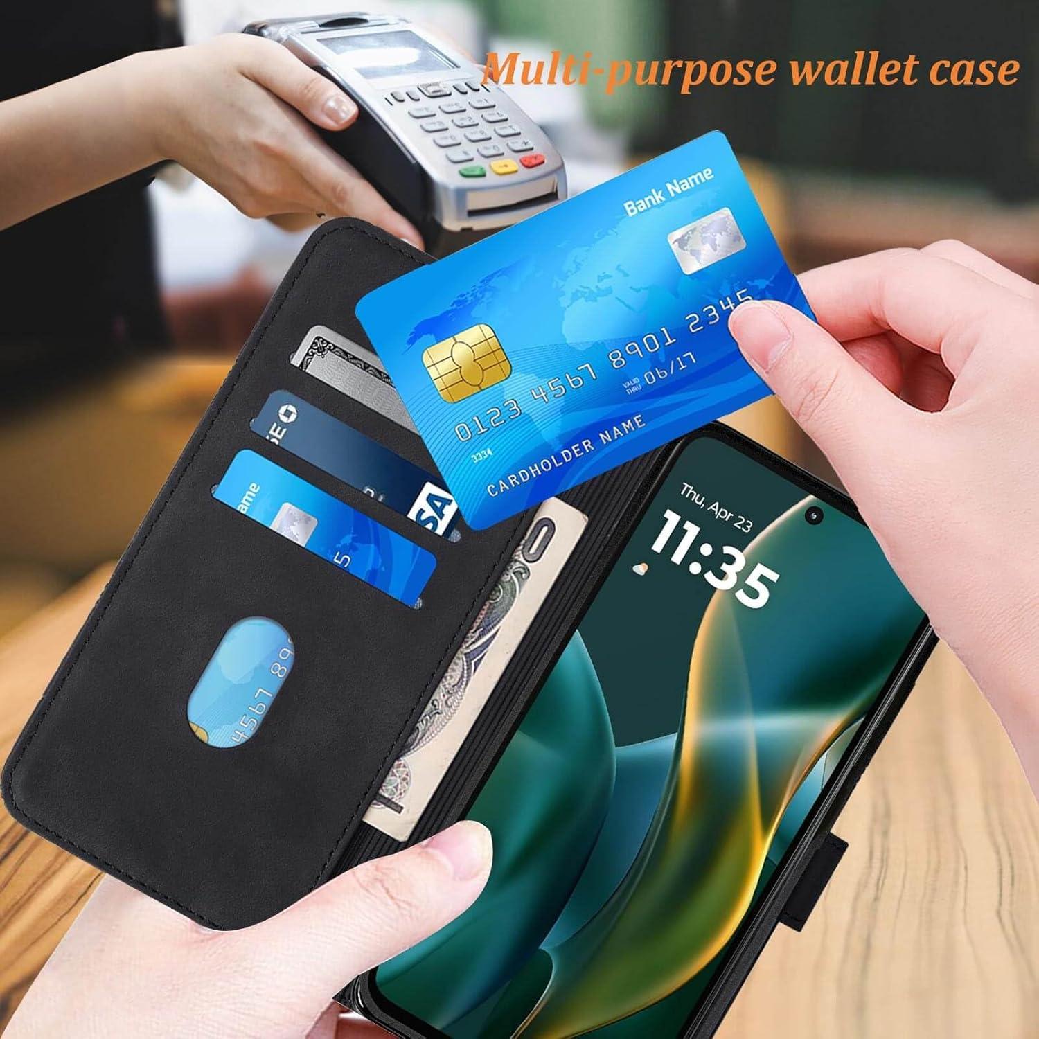 Funda de billetera para Moto G 2025 - Negro, TPU y PU