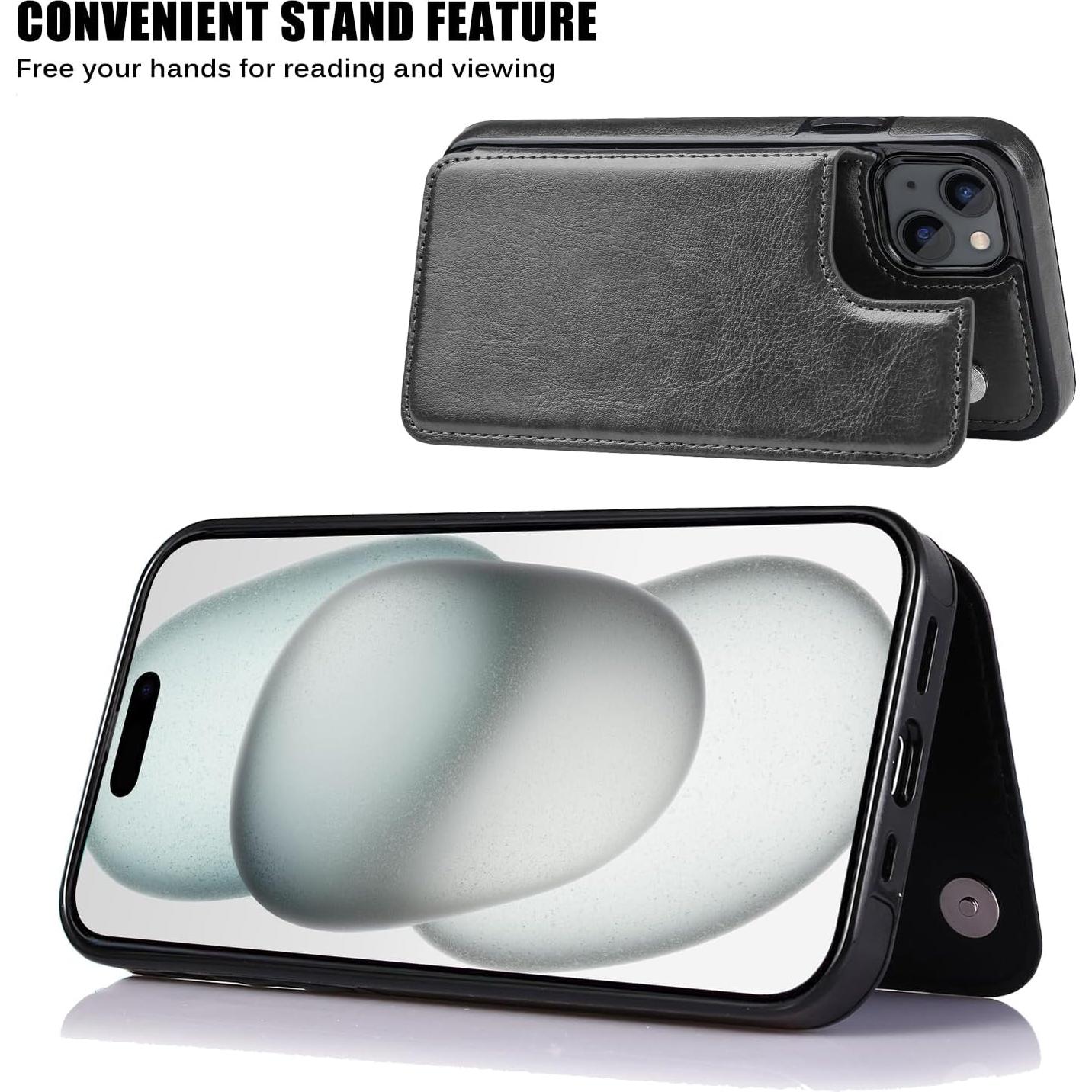 Funda Cartera JOYAKI para iPhone 15 con Soporte y Protector