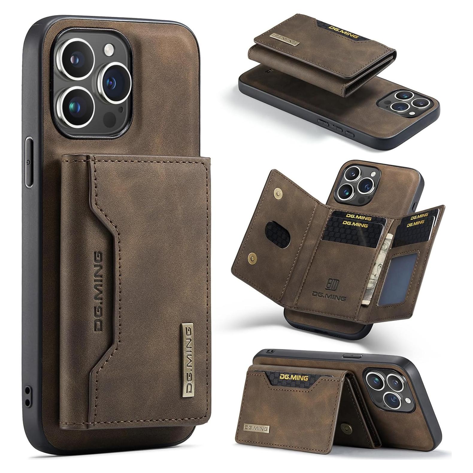 Funda de Cuero SZHAIYU para iPhone 15 Pro Max 2 en 1 Café