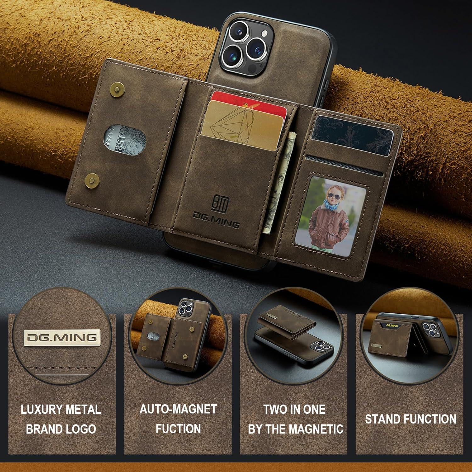 Funda de Cuero SZHAIYU para iPhone 15 Pro Max 2 en 1 Café