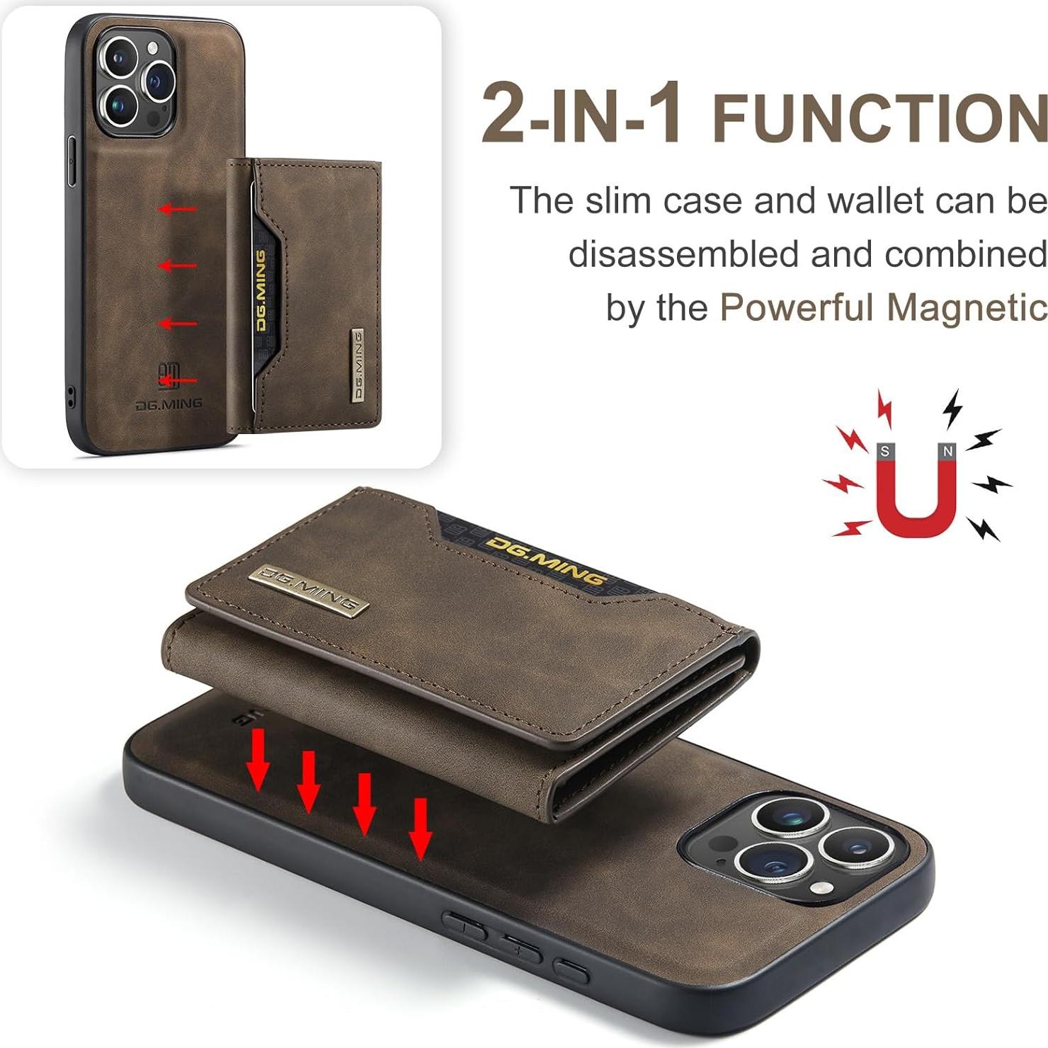 Funda de Cuero SZHAIYU para iPhone 15 Pro Max 2 en 1 Café