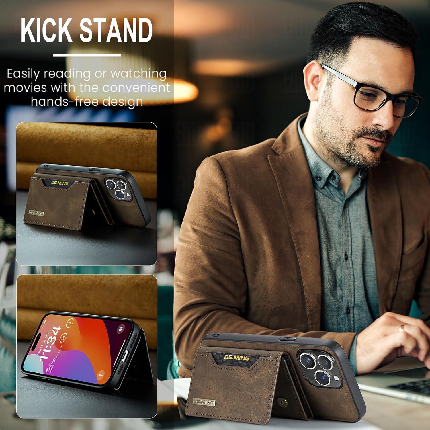 Funda de Cuero SZHAIYU para iPhone 15 Pro Max 2 en 1 Café