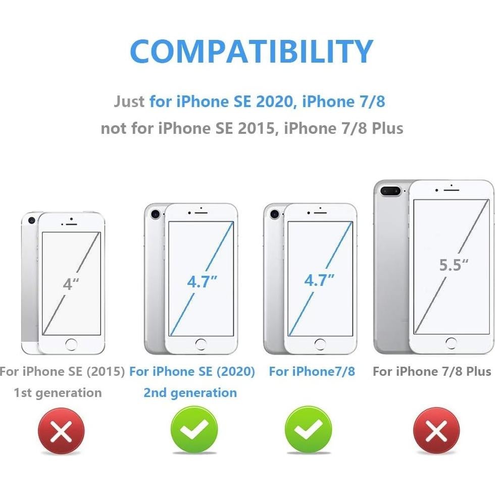 Funda ONETOP para iPhone SE(2022)/8/7, Cuero PU Negro, Soporte Tarjetas