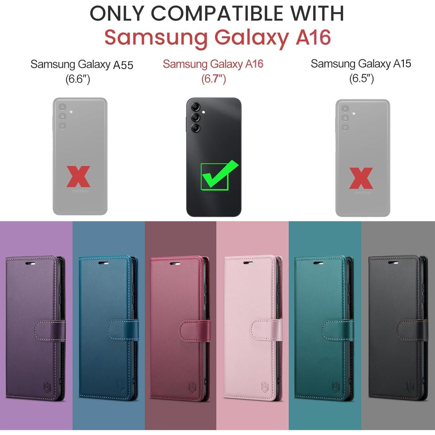 Funda billetera FLIPALM para Samsung Galaxy A16 5G - Negro