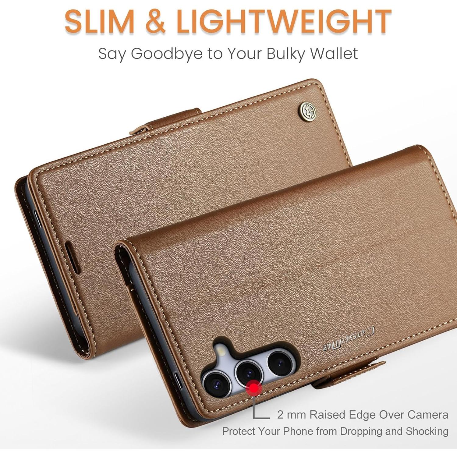 Funda billetera Samsung Galaxy S25 FE Cuero PU Marrón RFID