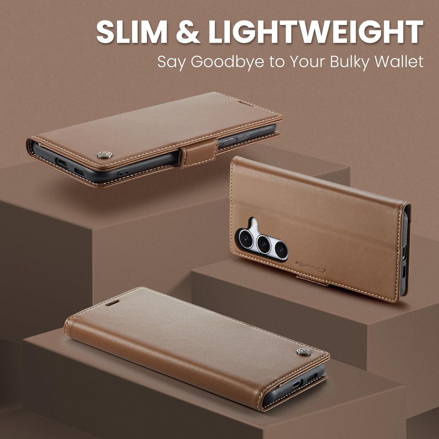 Funda billetera Samsung Galaxy S25 FE Cuero PU Marrón RFID