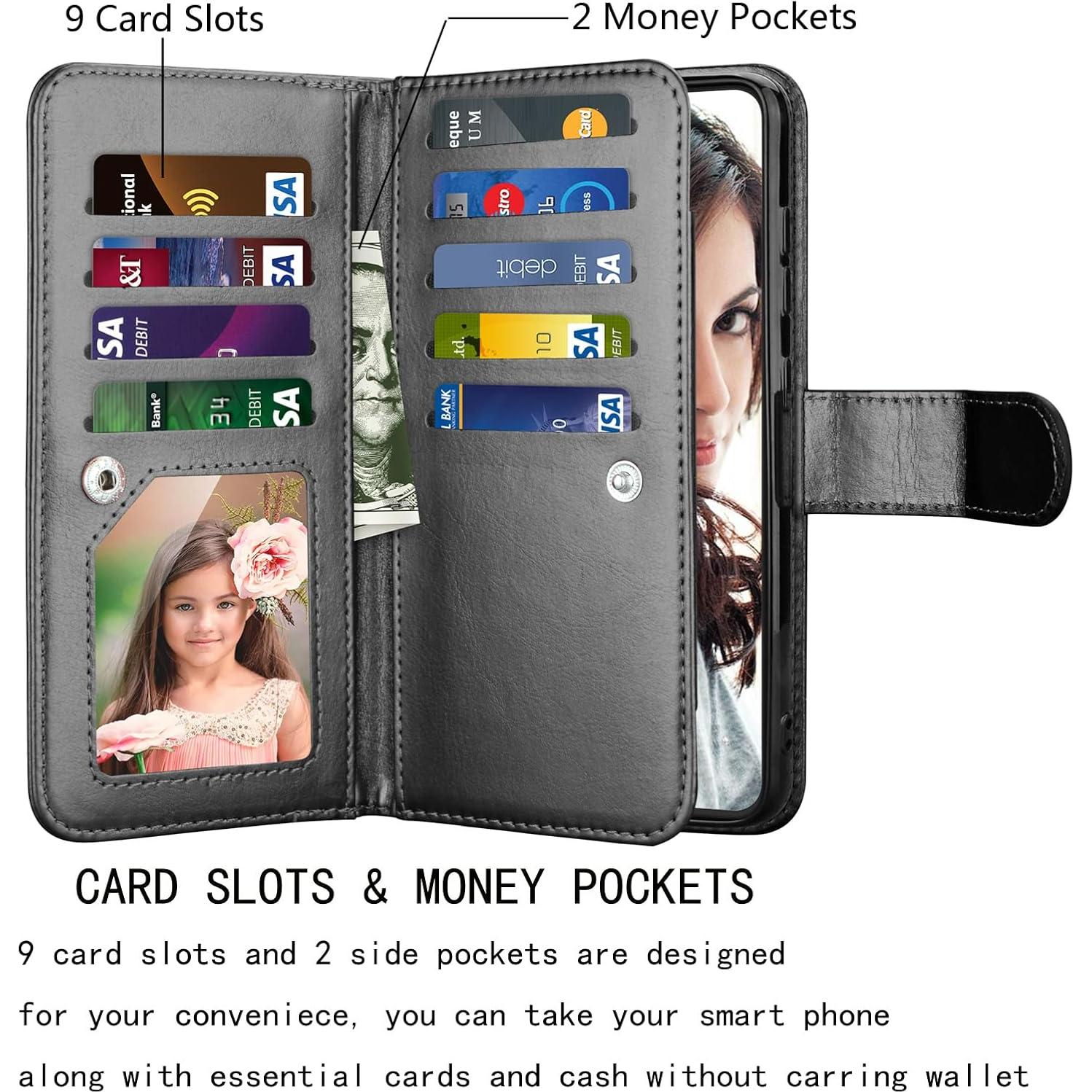 Funda Cartera NJJEX para Samsung Galaxy S22 - 9 Ranuras, Negro