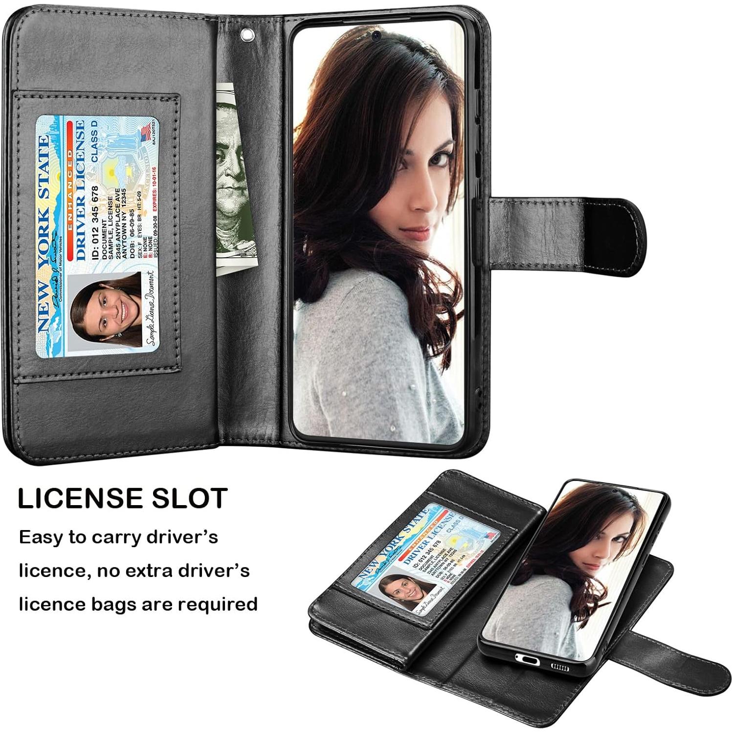 Funda Cartera NJJEX para Samsung Galaxy S22 - 9 Ranuras, Negro