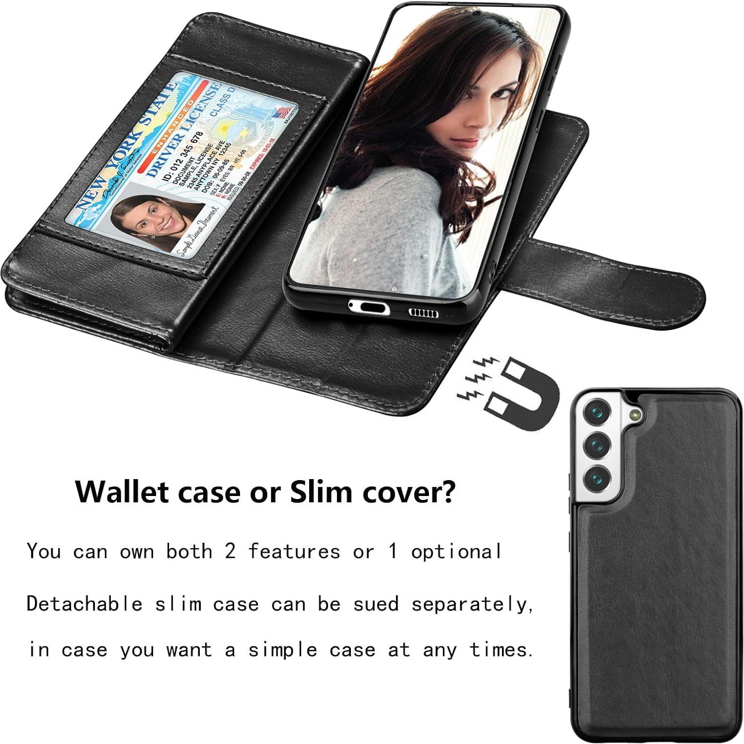 Funda Cartera NJJEX para Samsung Galaxy S22 - 9 Ranuras, Negro