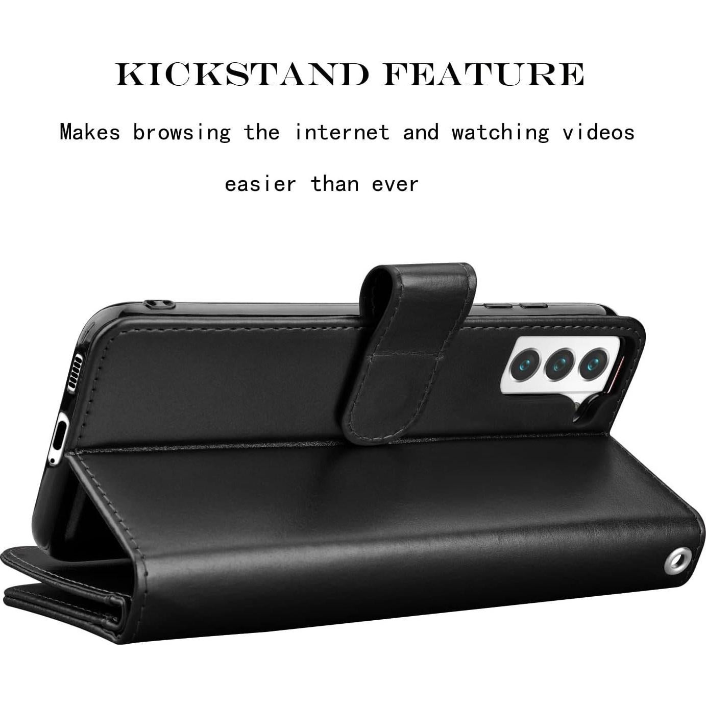 Funda Cartera NJJEX para Samsung Galaxy S22 - 9 Ranuras, Negro