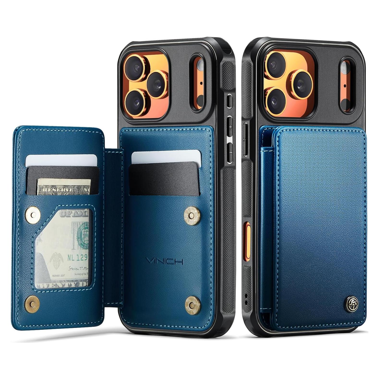 Funda de Cartera Vinich para iPhone 17 Pro Max Azul con RFID