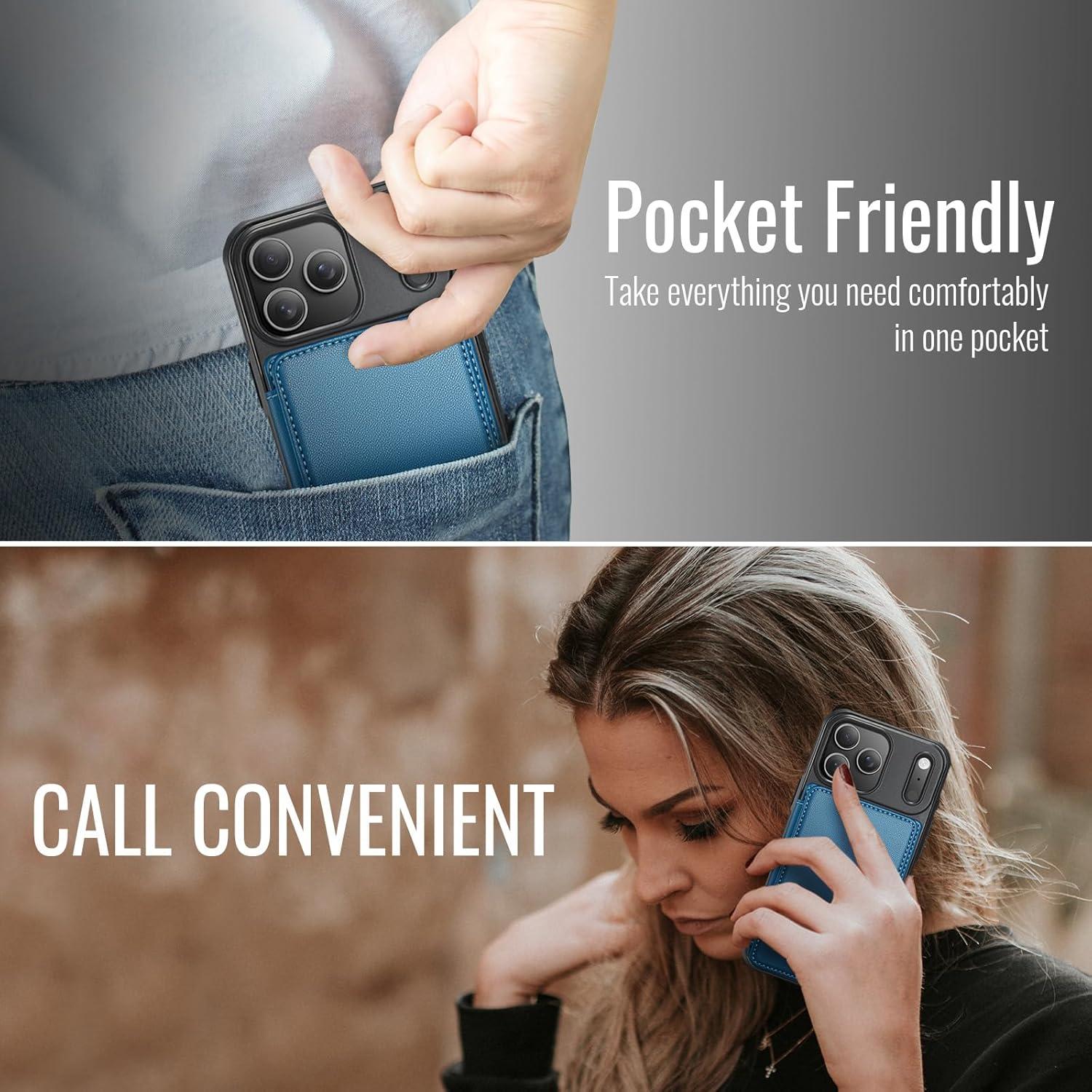 Funda de Cartera Vinich para iPhone 17 Pro Max Azul con RFID