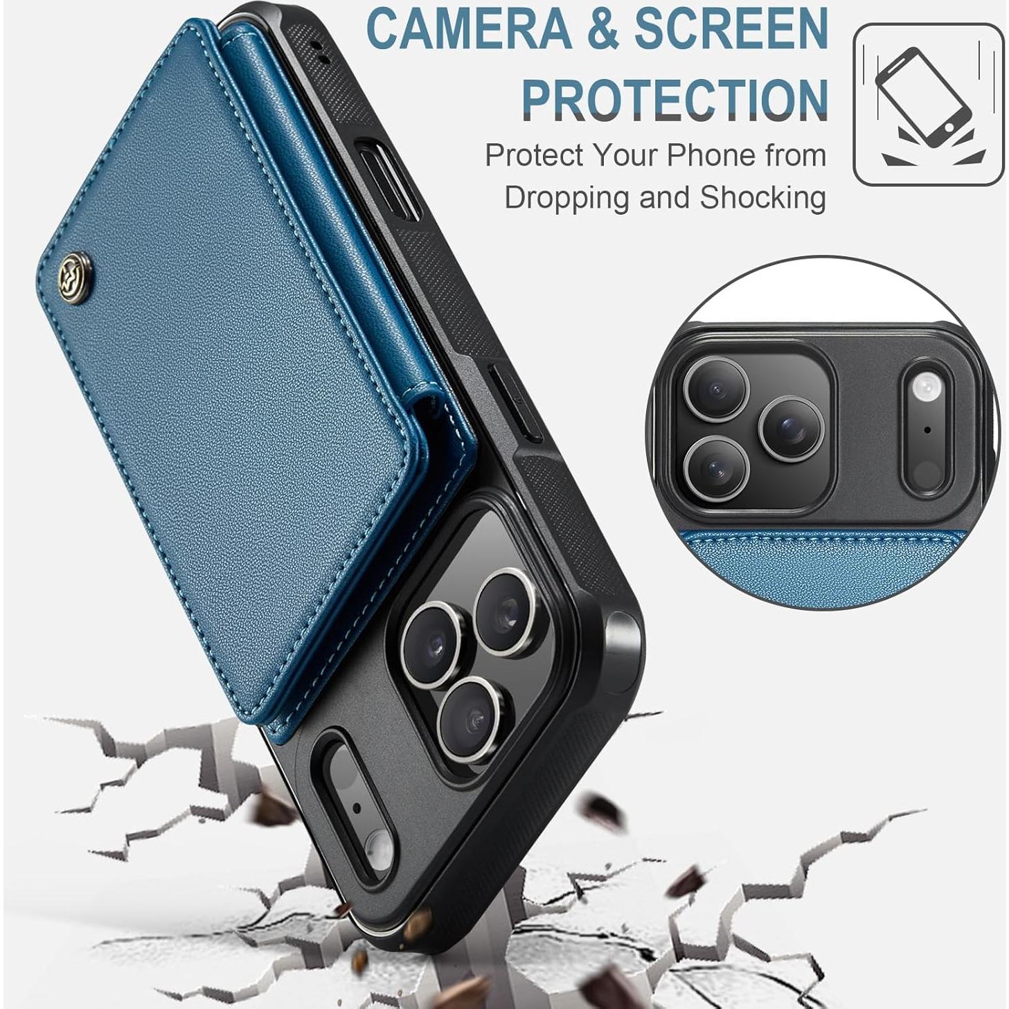 Funda de Cartera Vinich para iPhone 17 Pro Max Azul con RFID