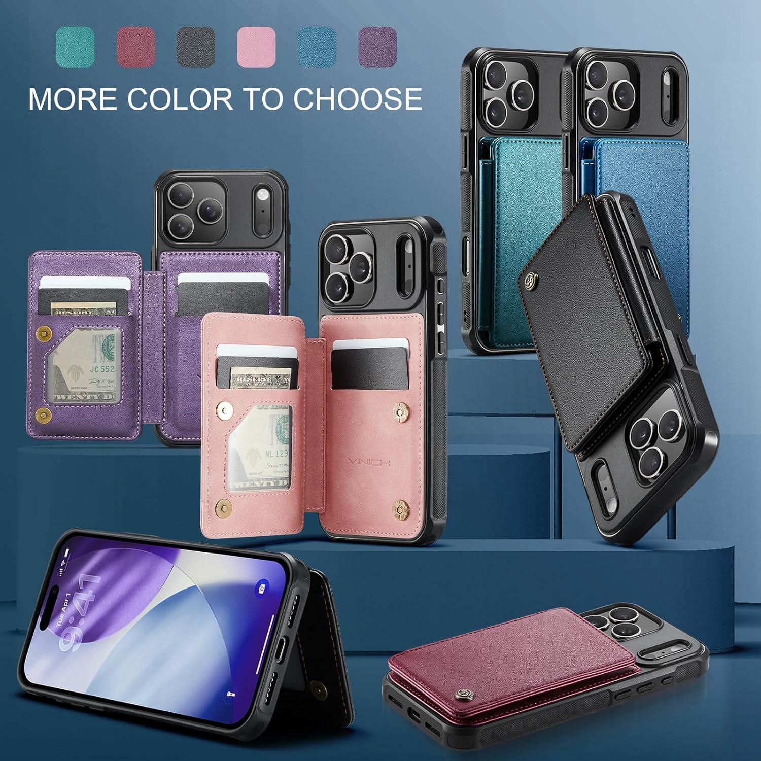 Funda de Cartera Vinich para iPhone 17 Pro Max Azul con RFID