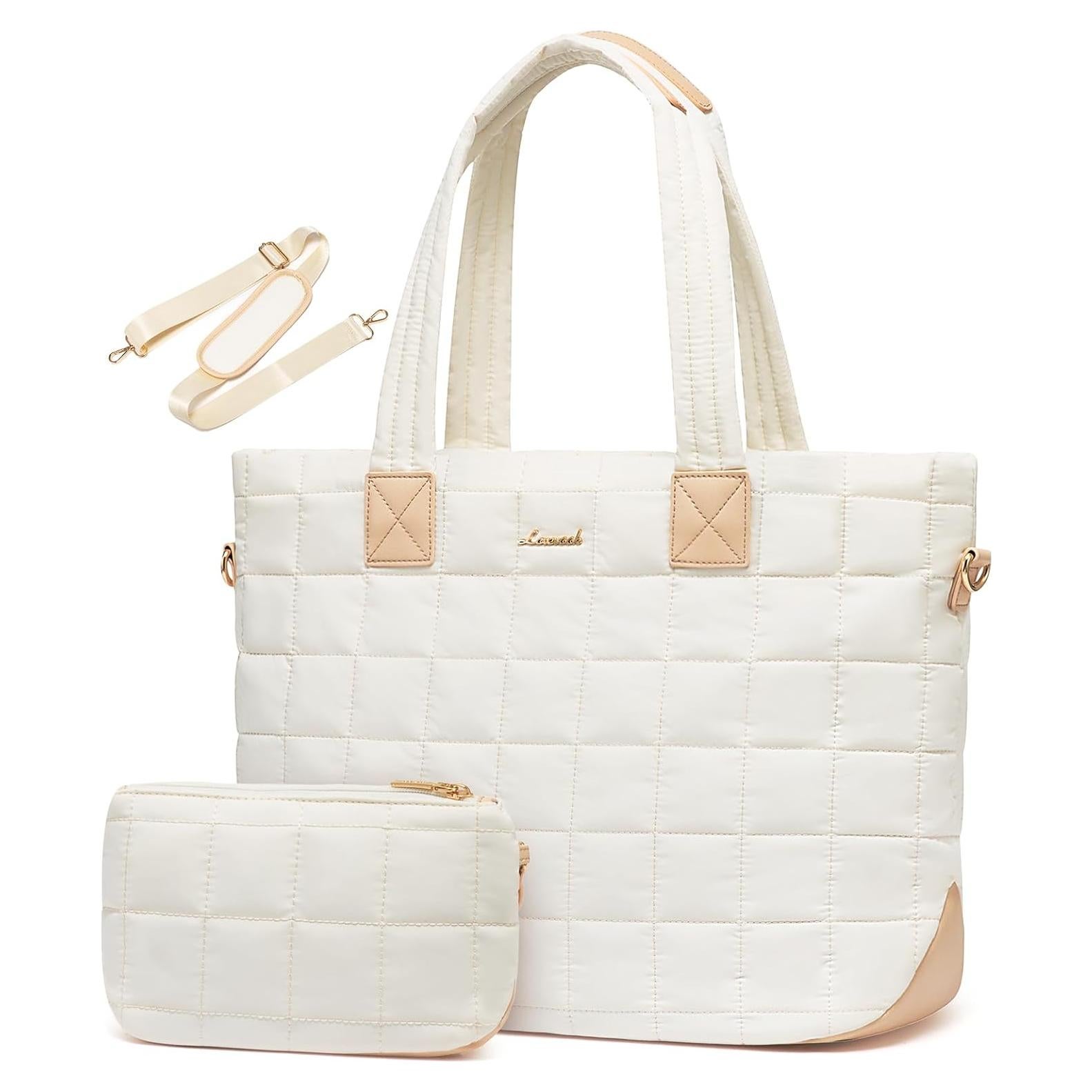 Bolsa Tote LOVEVOOK Acolchada Grande 45x17x32 cm Beige