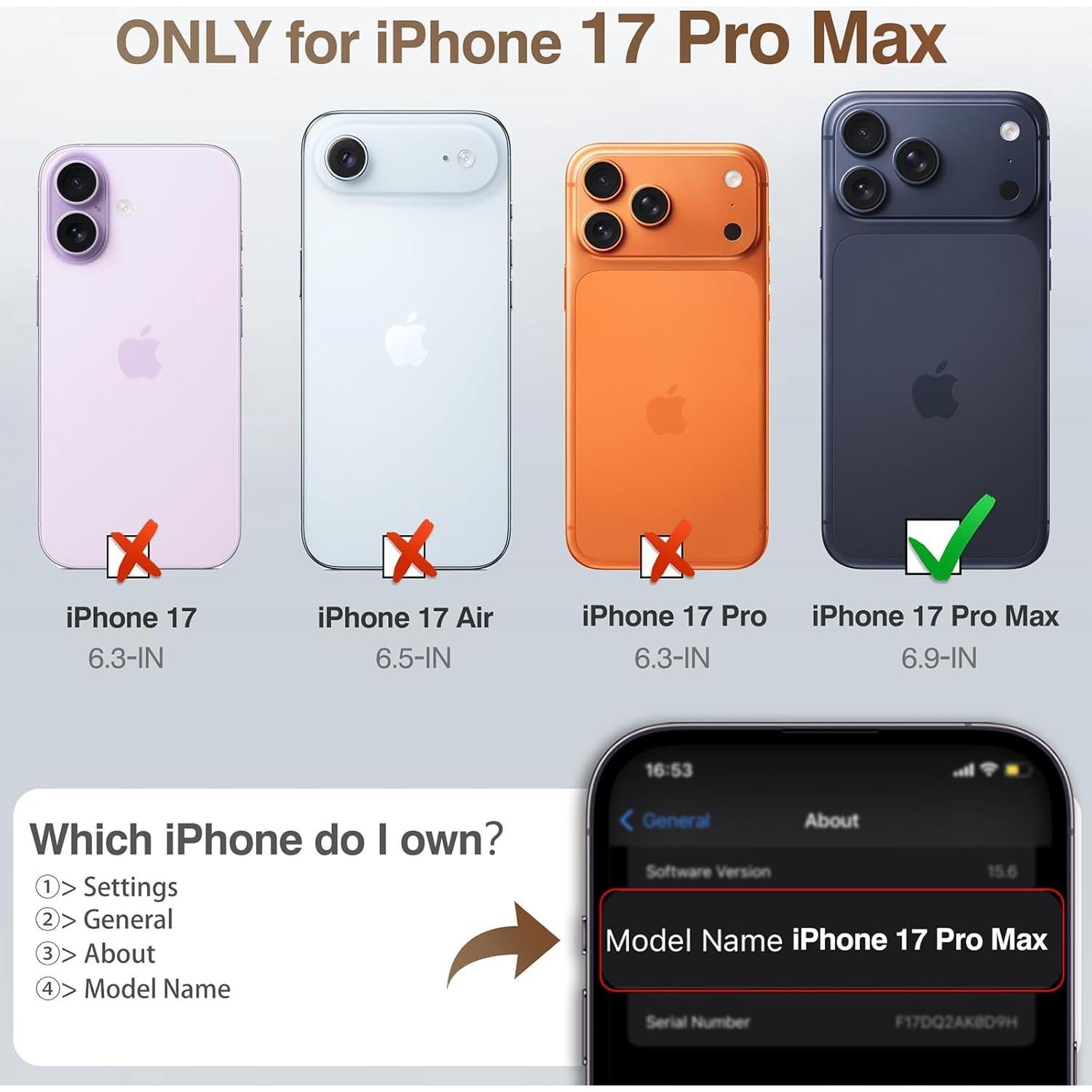 Funda Cartera LOHASIC para iPhone 17 Pro Max 6.9" Marrón