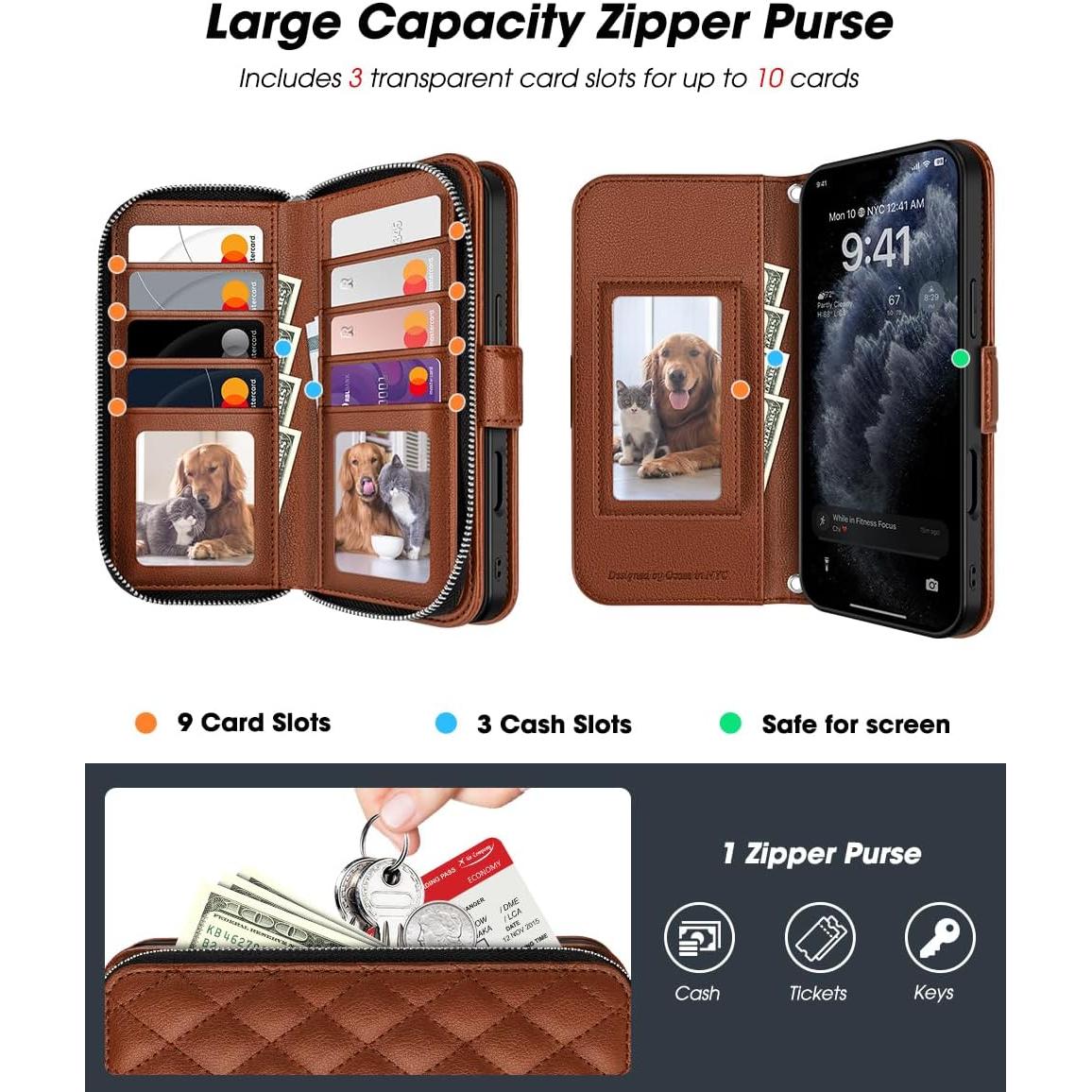 Funda Cartera OCASE para iPhone 17 Pro Max - Cuero PU Marrón