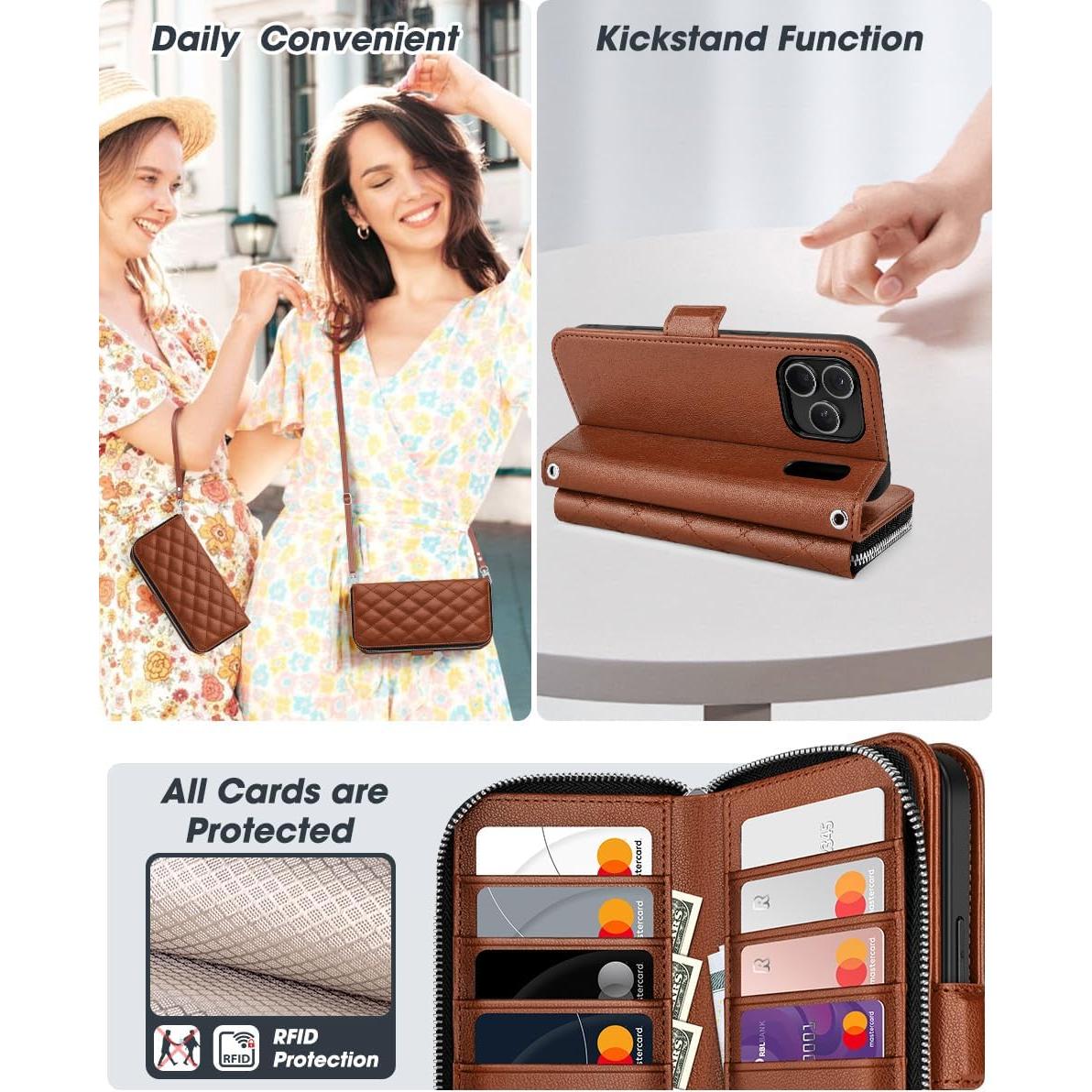 Funda Cartera OCASE para iPhone 17 Pro Max - Cuero PU Marrón