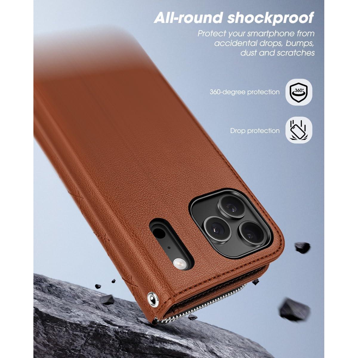 Funda Cartera OCASE para iPhone 17 Pro Max - Cuero PU Marrón