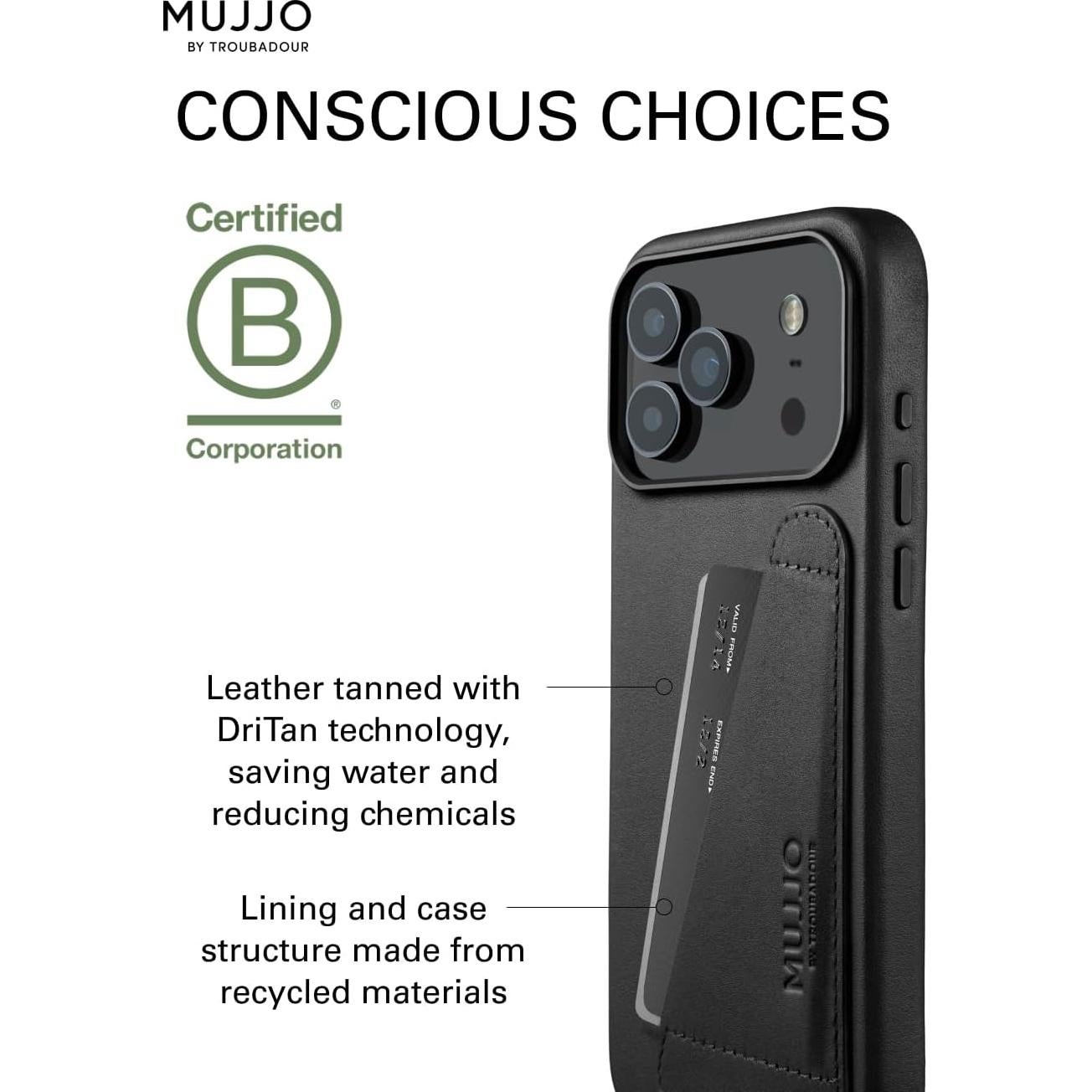 Funda de Cuero Mujjo para iPhone 17 Pro Max - Negro - MagSafe