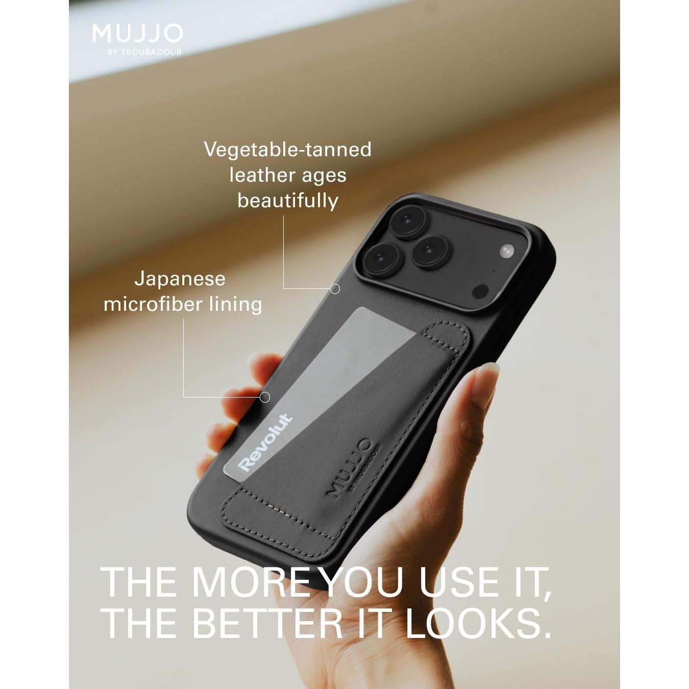 Funda de Cuero Mujjo para iPhone 17 Pro Max - Negro - MagSafe