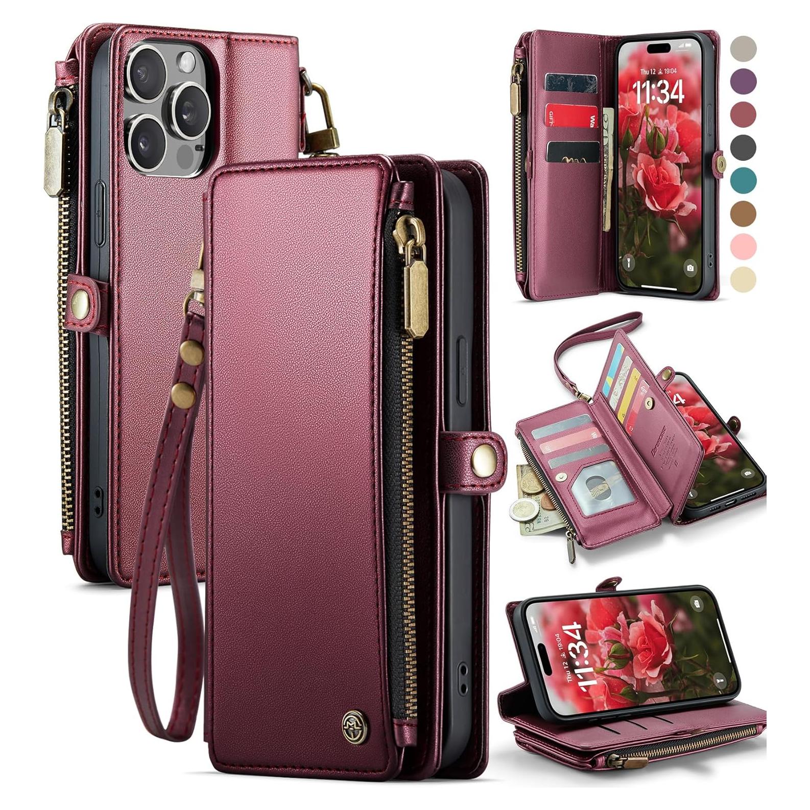 Funda Cartera Defencase para iPhone 13 Pro Max - Rojo Vino