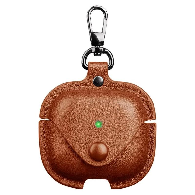 Funda de cuero marrón para Airpods Pro 3 con llavero