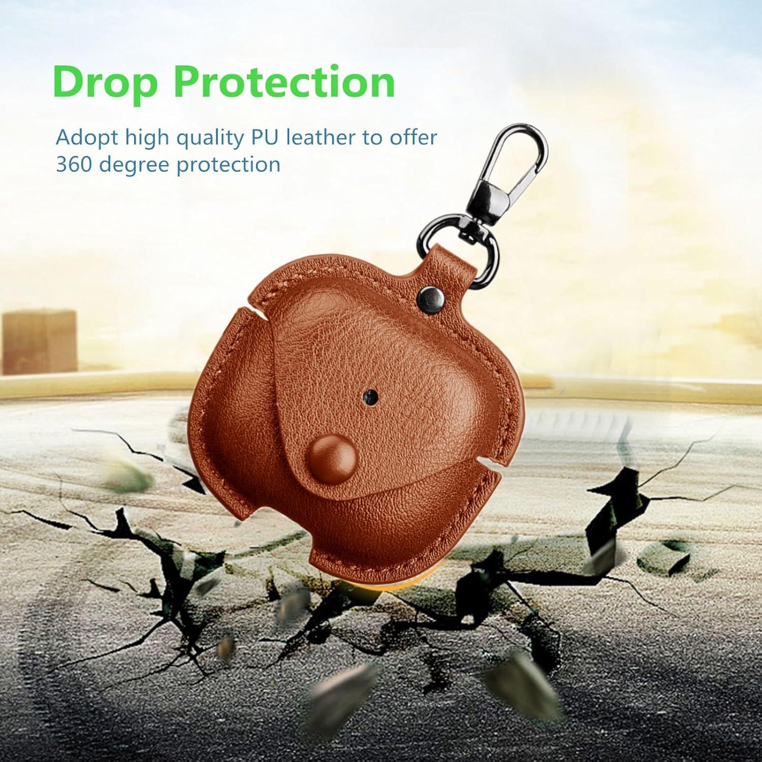 Funda de cuero marrón para Airpods Pro 3 con llavero