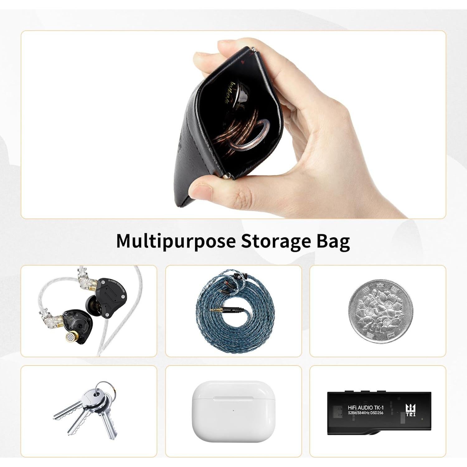 Estuche para Auriculares KBEAR BP01 Negro Pequeño con Cierre