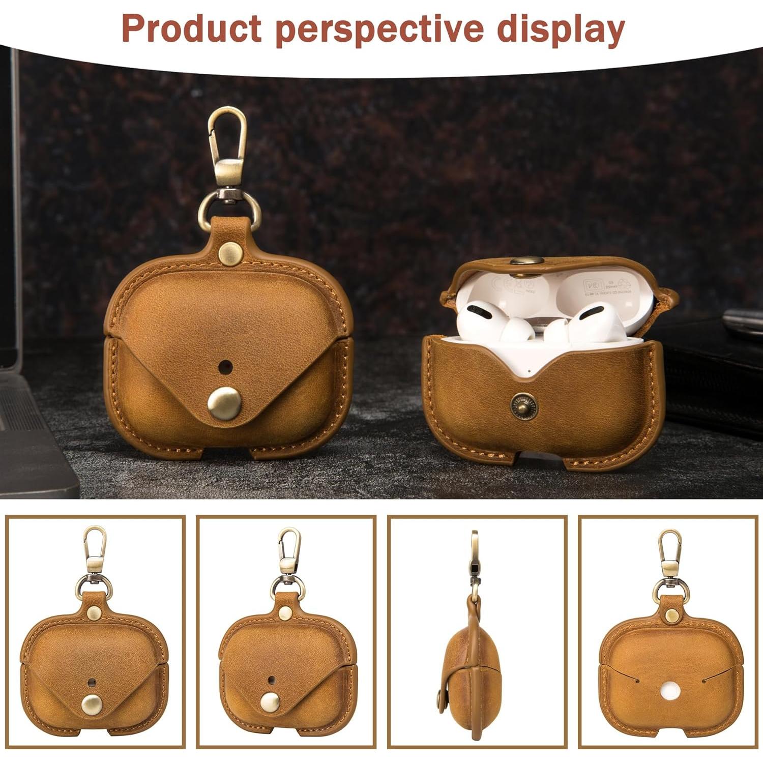 Funda de Carga de Cuero Crazy Horse para AirPods Pro 2019/2022