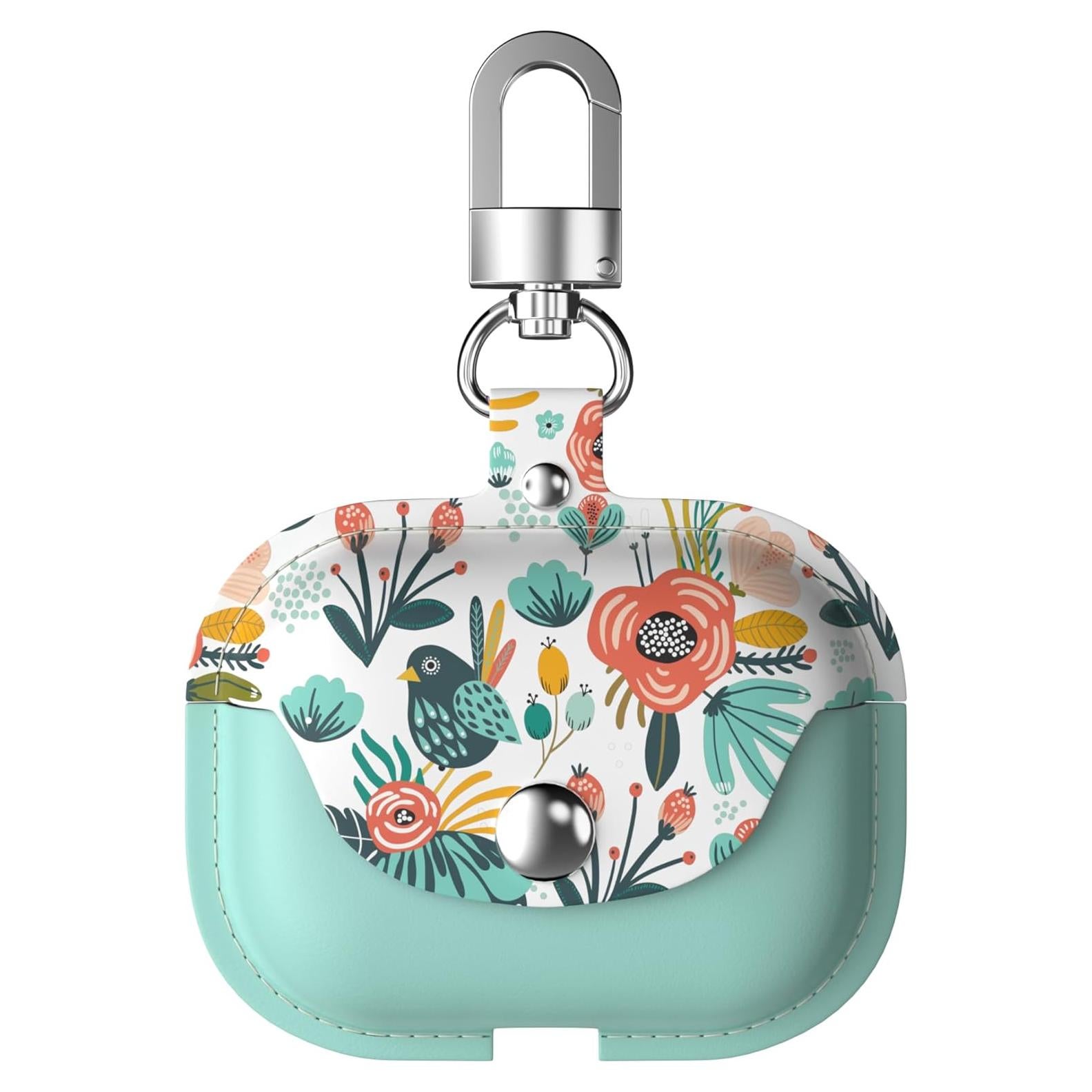 Funda de Cuero WENEW para AirPods Pro 2019 Verde con Cierre