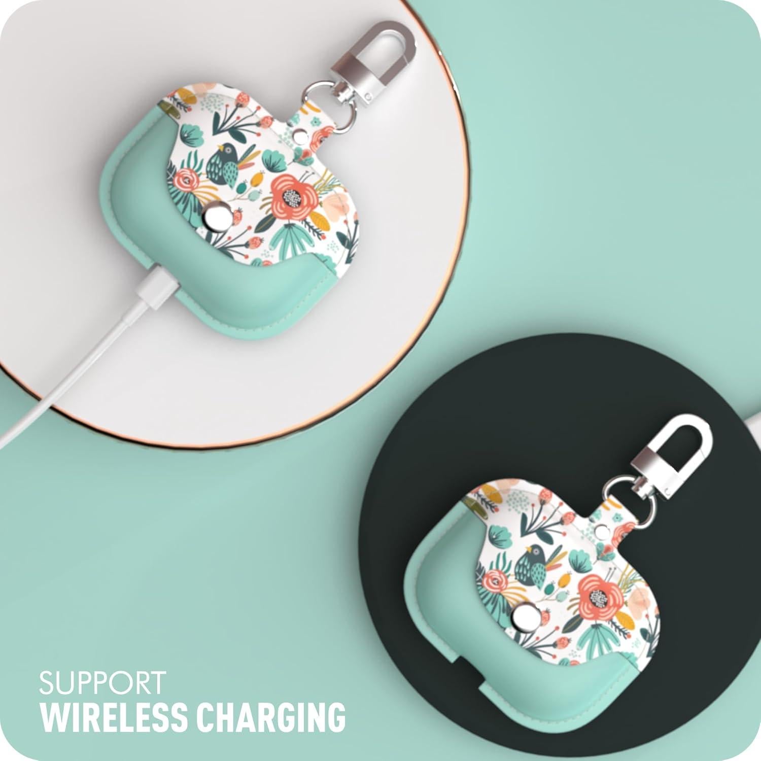 Funda de Cuero WENEW para AirPods Pro 2019 Verde con Cierre