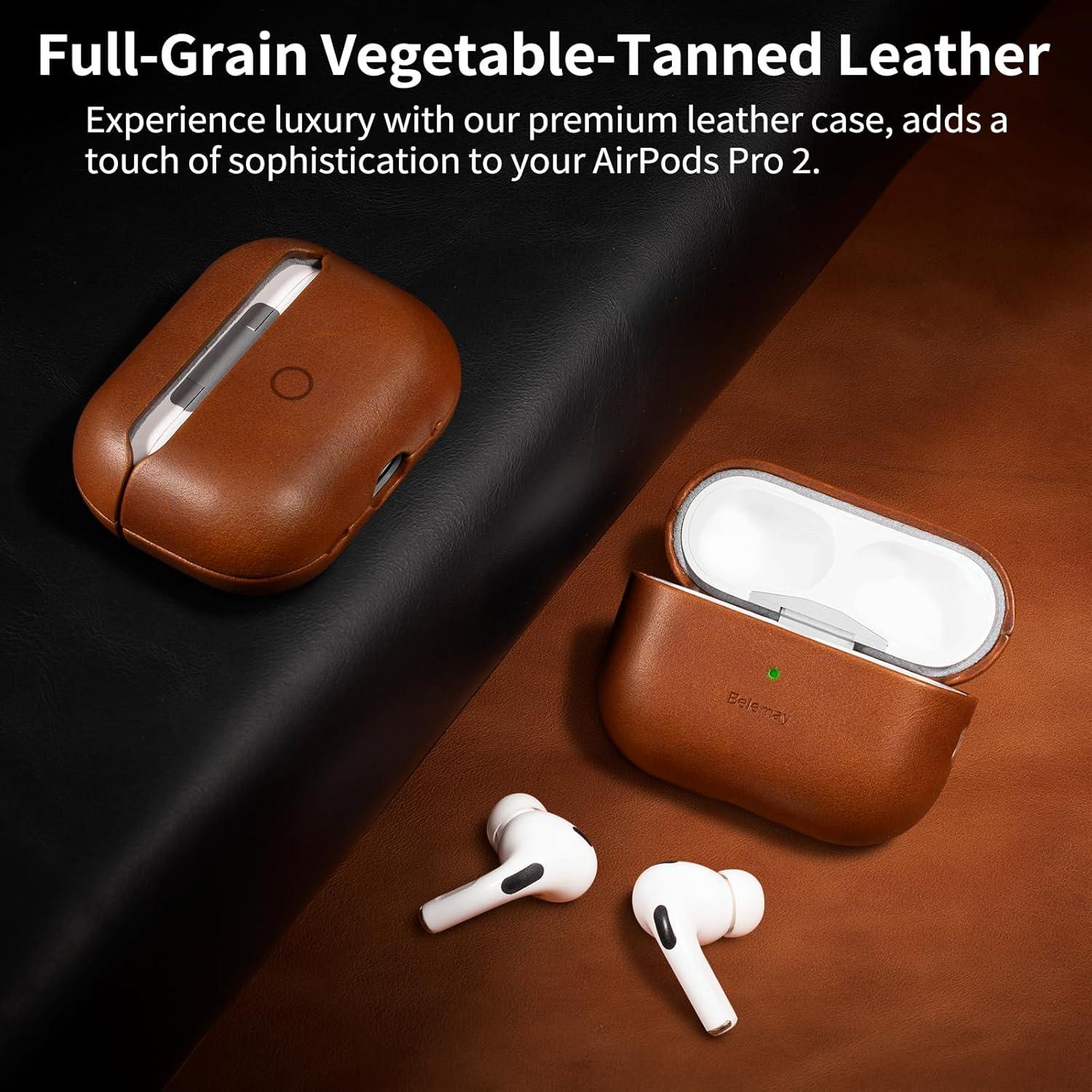Funda de Cuero Belemay para AirPods Pro 2da Gen - Marrón