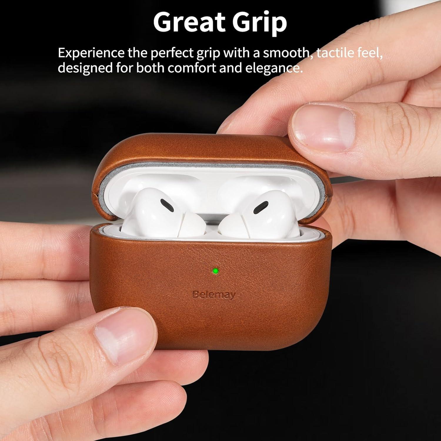 Funda de Cuero Belemay para AirPods Pro 2da Gen - Marrón